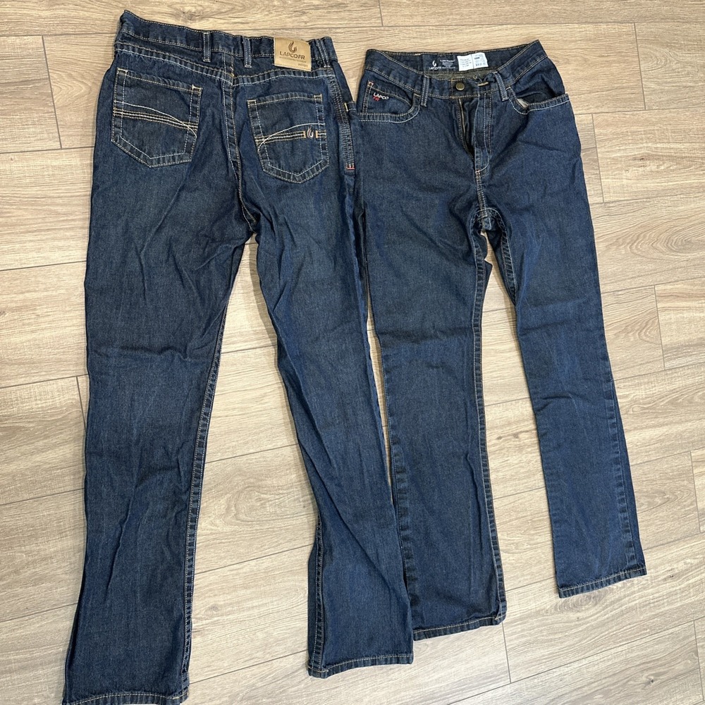 2 Lot Lapco FR Men Jeans 31x36 Blue Denim Straight Leg Flame Resistant 2112 CAT2 - Picture 8 of 8
